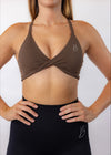 Mocha Front Twist Sports Bra