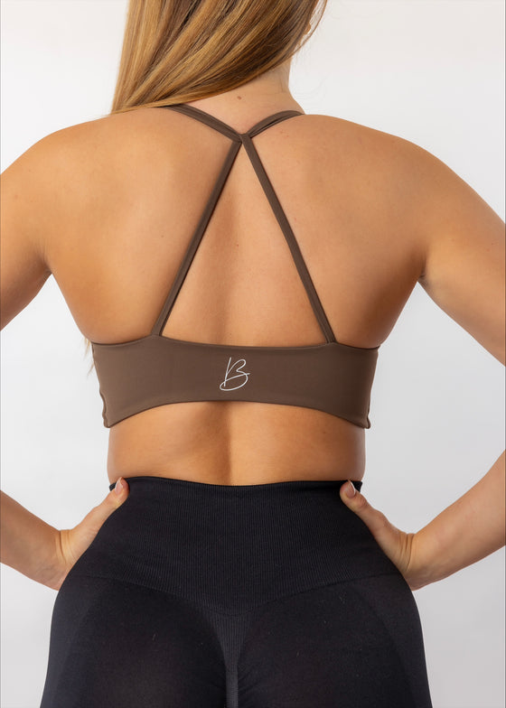 Mocha Front Twist Sports Bra