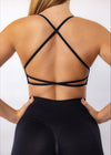 Black Open Back Sports Bra