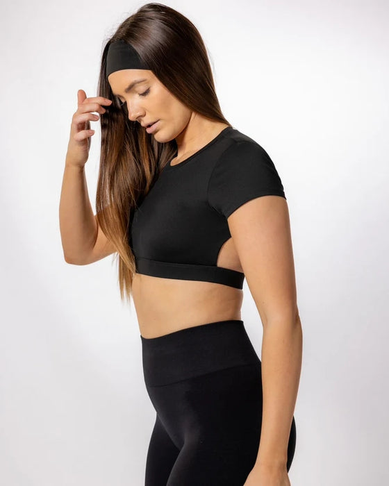 Black Open Back Crop